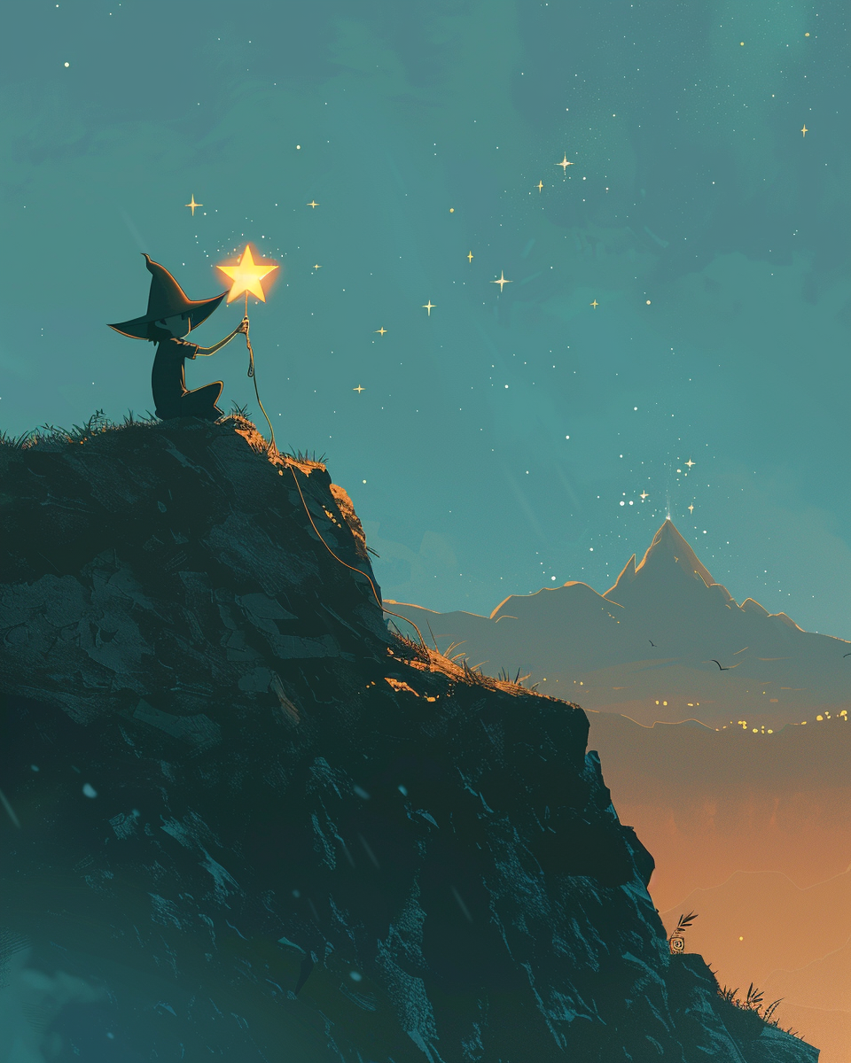 Boy with glowing star illustration