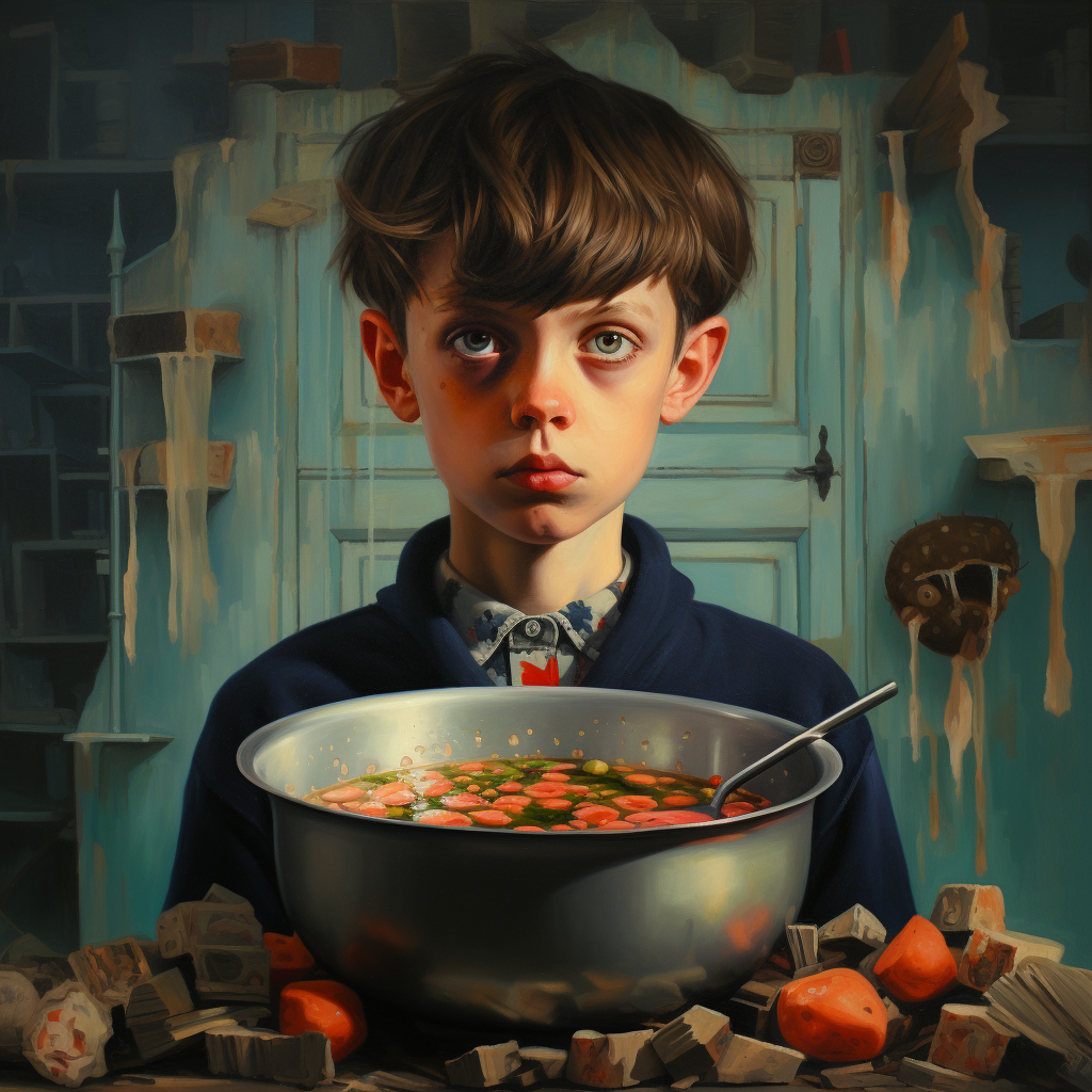 Boy enjoying a bowl of soup