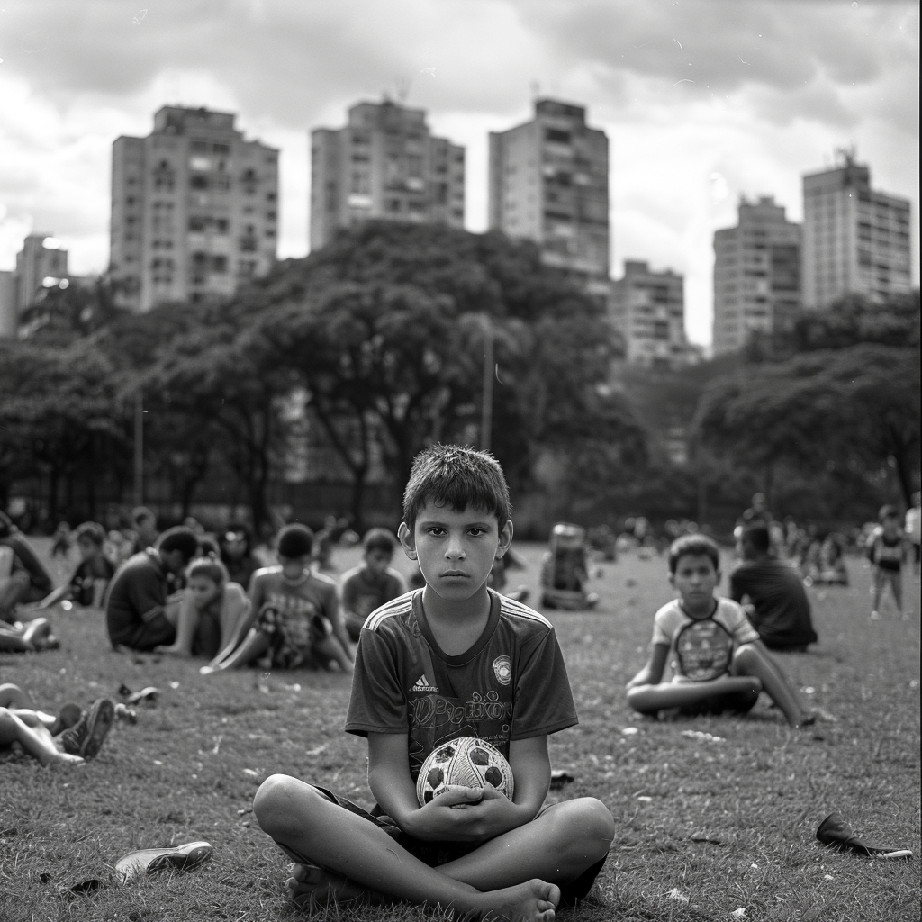 Boy with Soccer Ball in Park