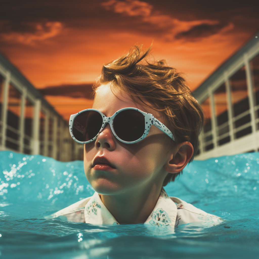 Happy boy enjoying swimming pool