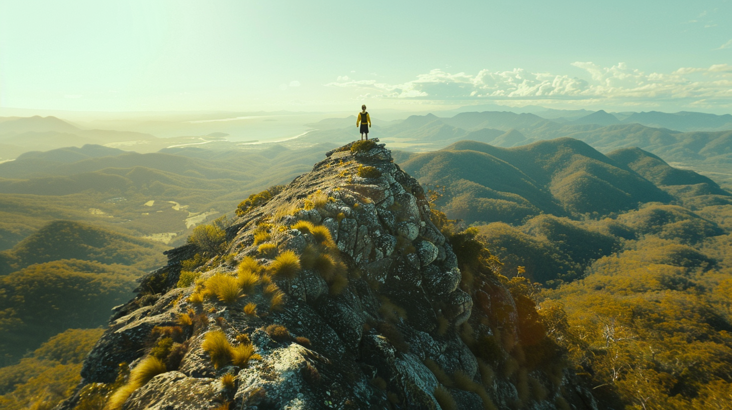 Boy standing on mountain in Australia