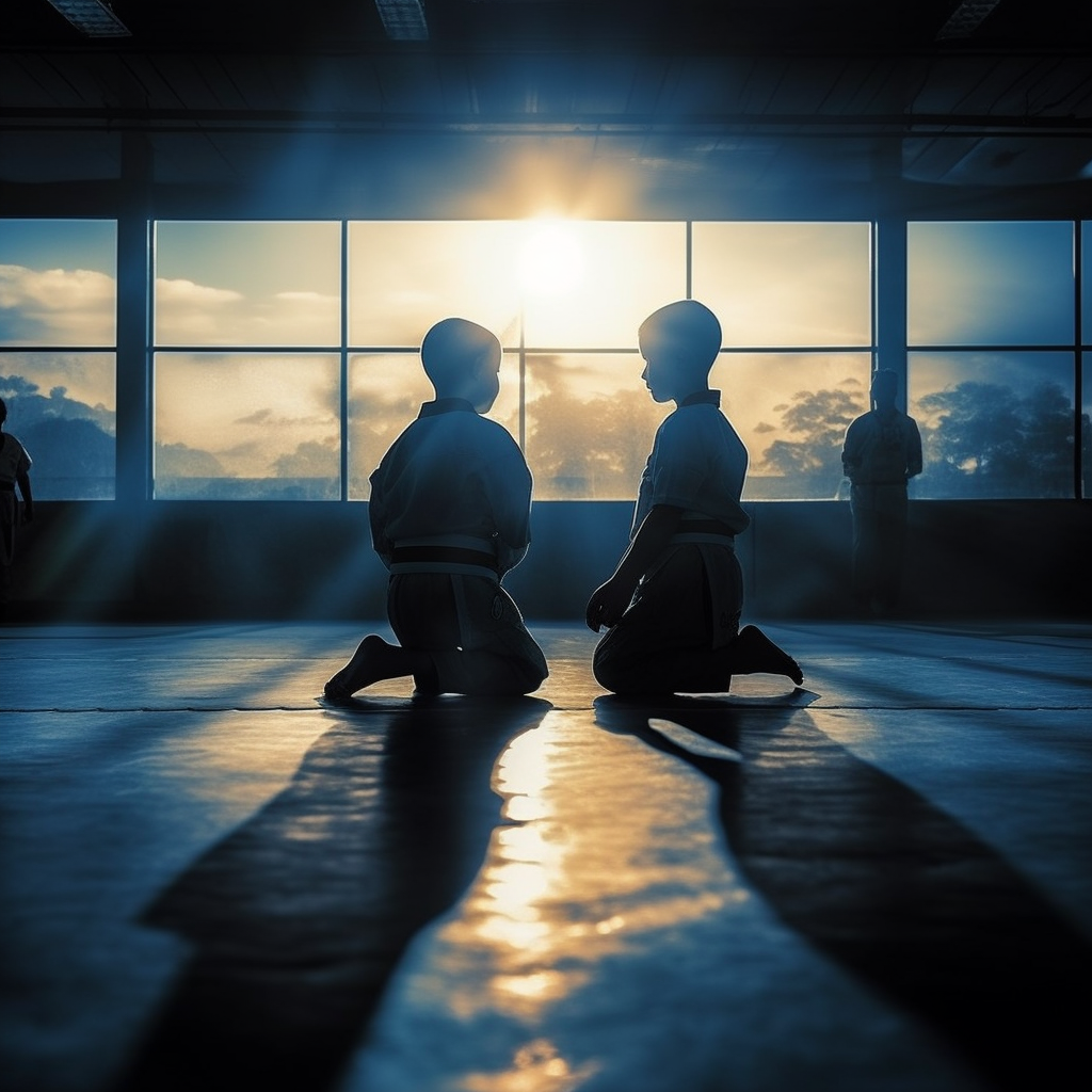 Boys wrestling in Brazilian BJJ gym competition