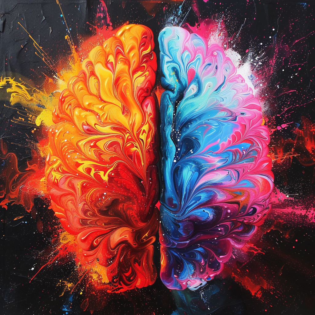 Separated colorful brain illustration