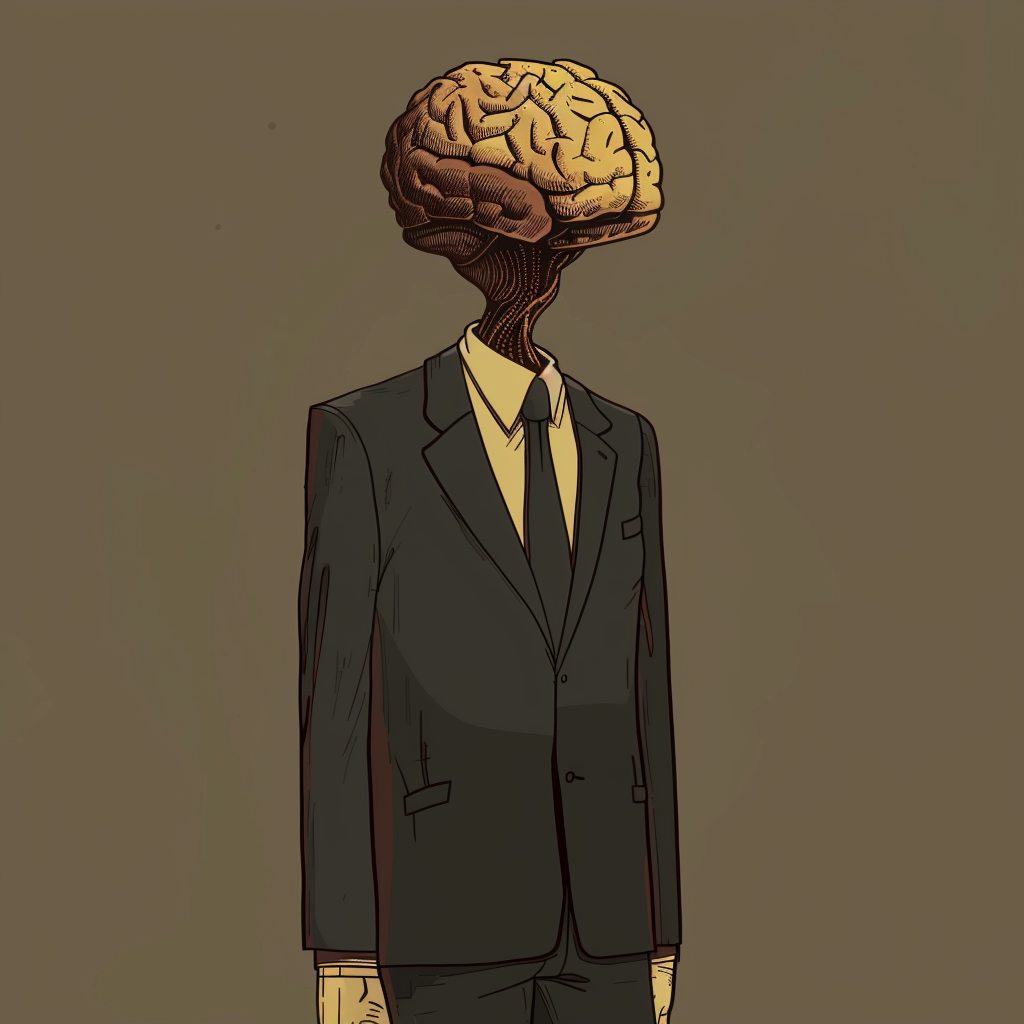 Brain Suit Cartoon Man