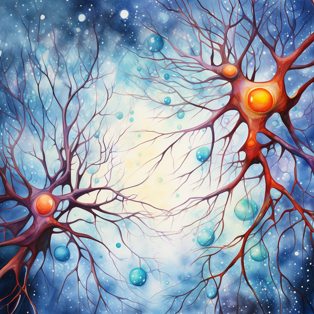 Colorful brain neuron connections in watercolour