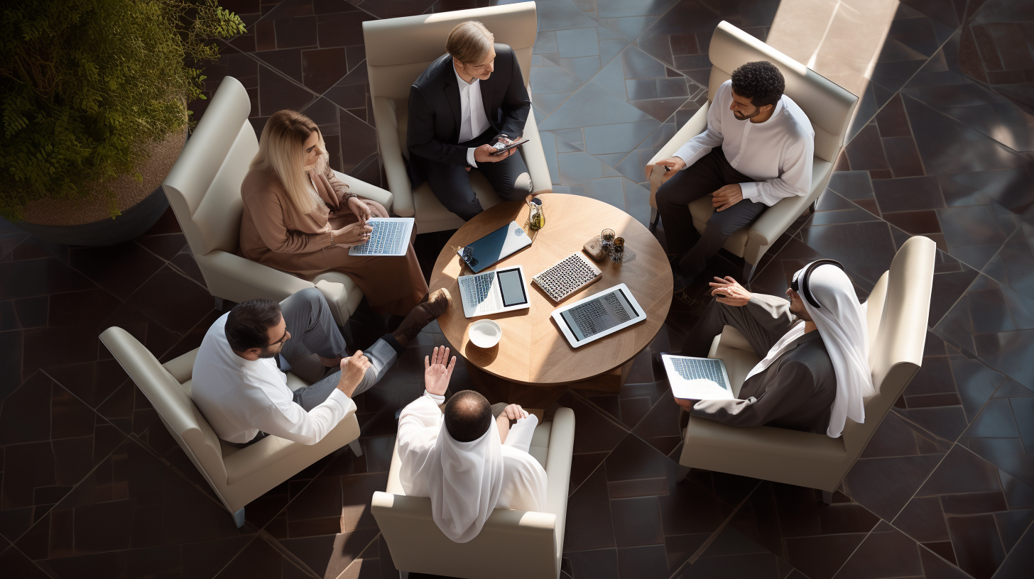 Group of People Brainstorming Top View