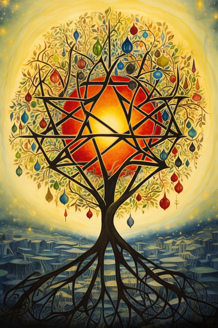 Colorful branches of Judaism with David Star