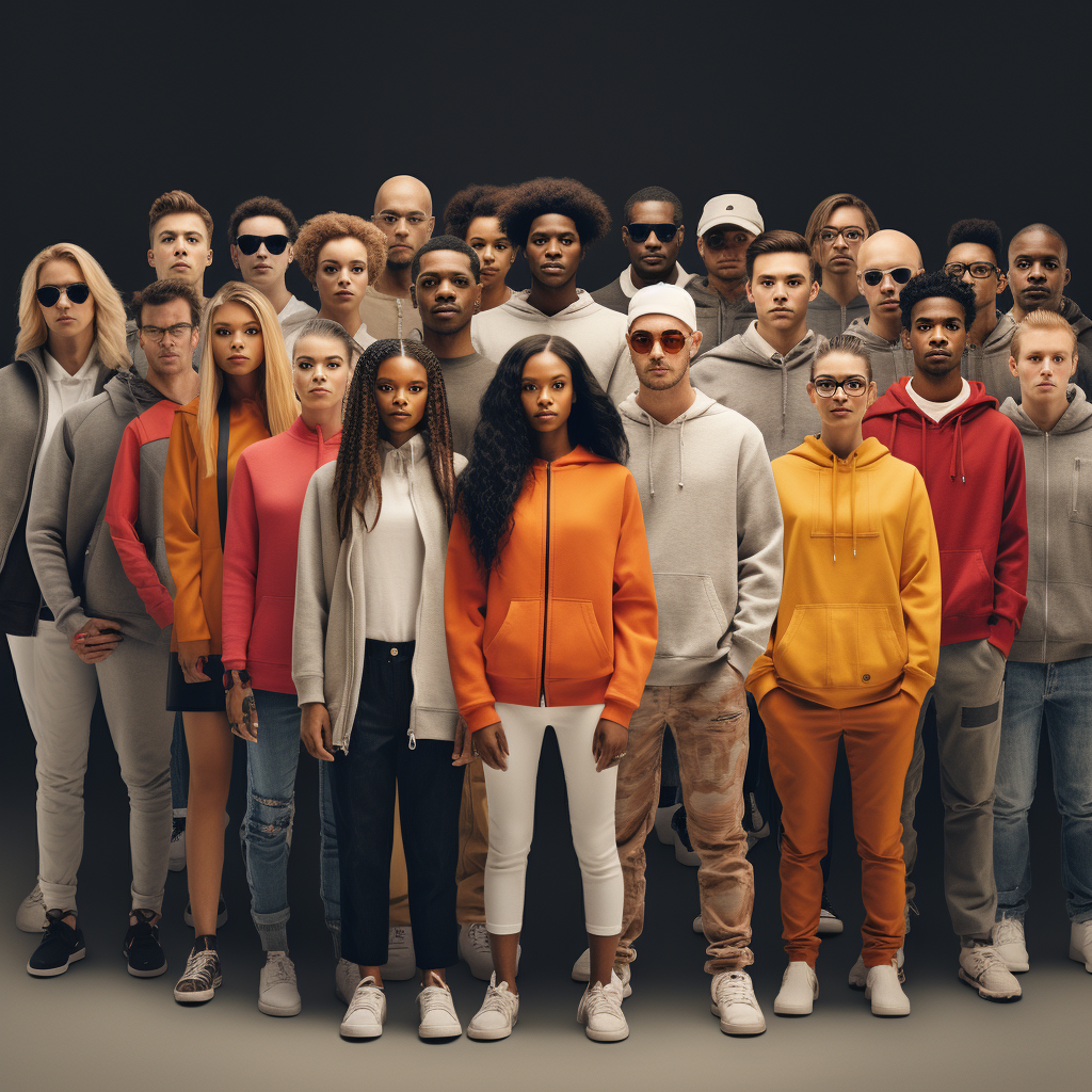 Group of People Wearing Brand Clothing