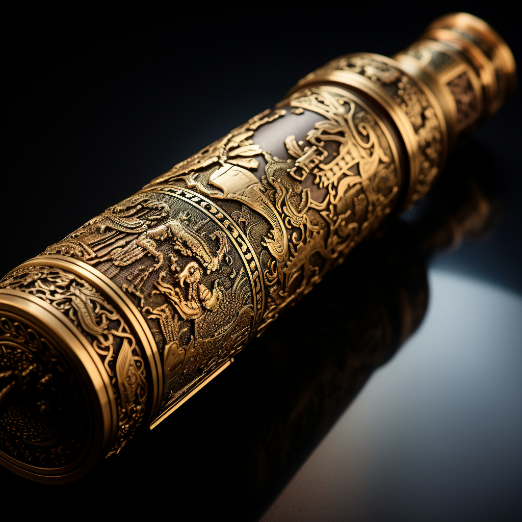 Heroic stories engraved on brass pipe