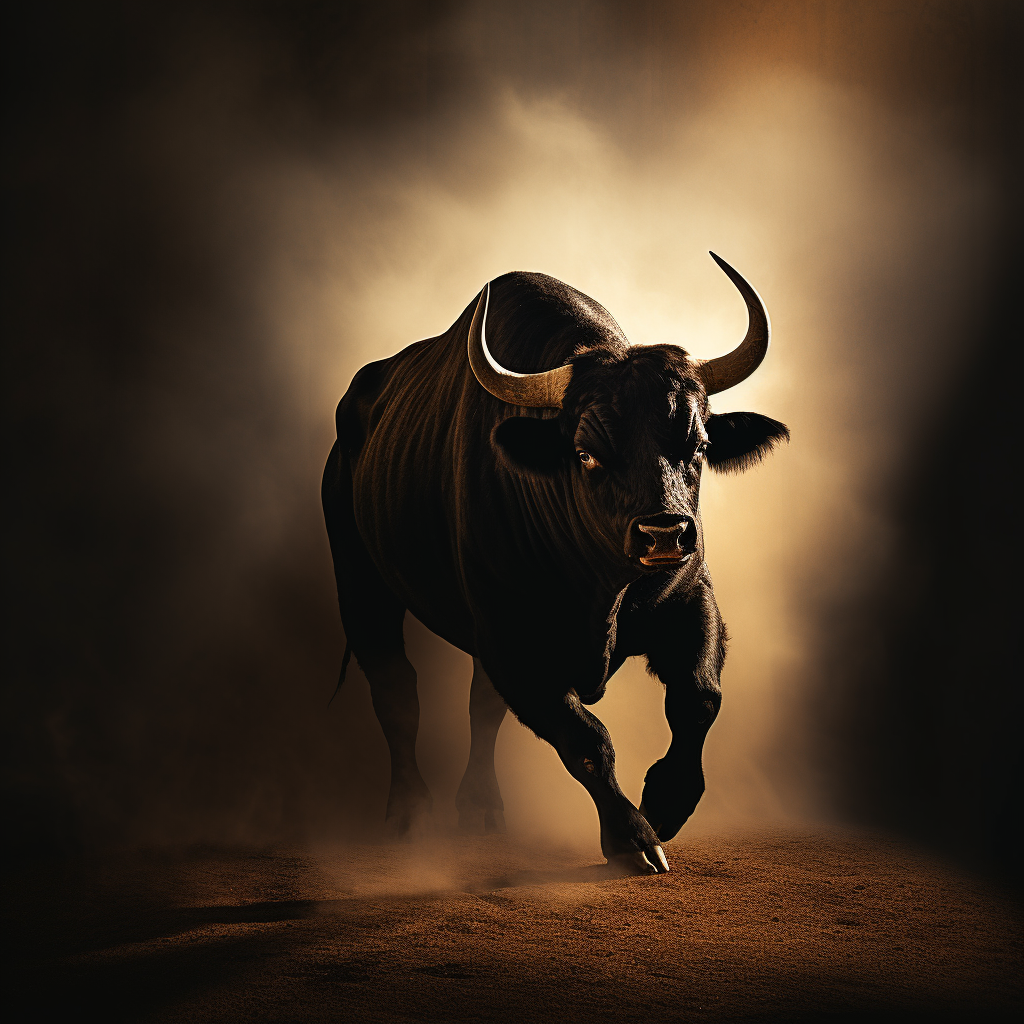 Silhouette of a Brave Black Bull