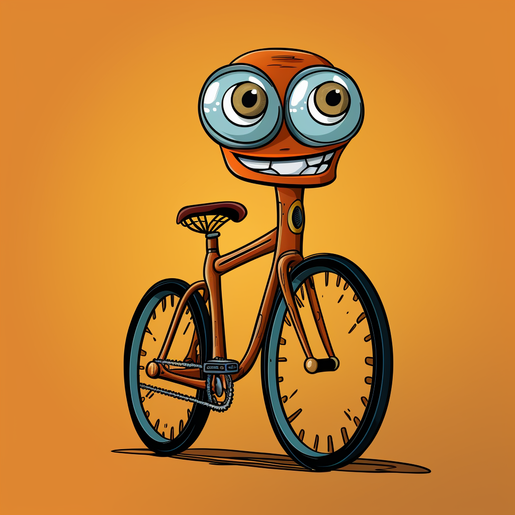 Cute talking bicycle with eyes and mouth