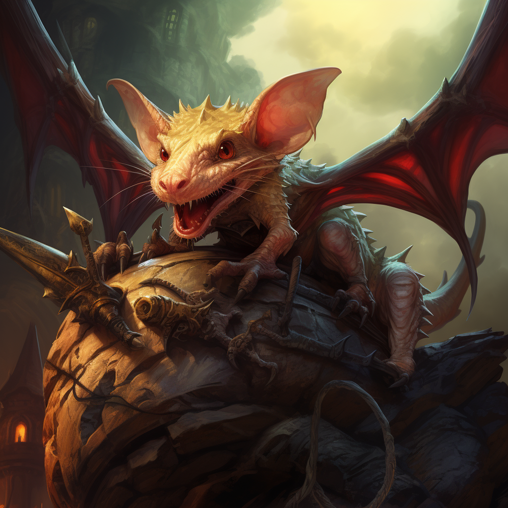 Courageous mouse standing on a defeated dragon