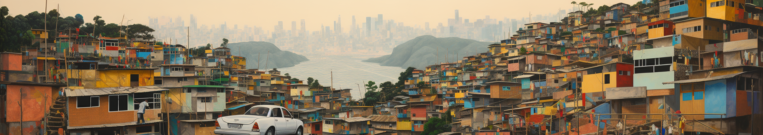 Brazil favela with car and painting