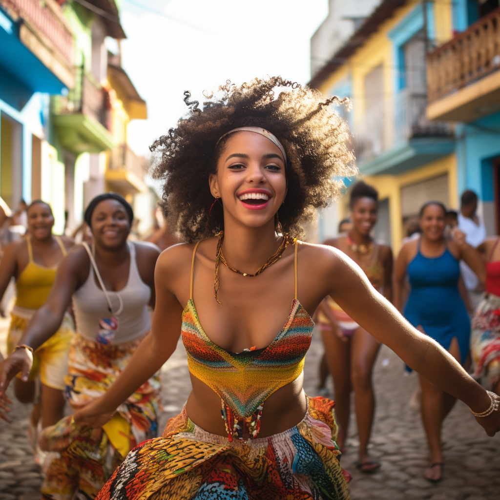 Brazilian girl dancing frevo in Salvador Bahia