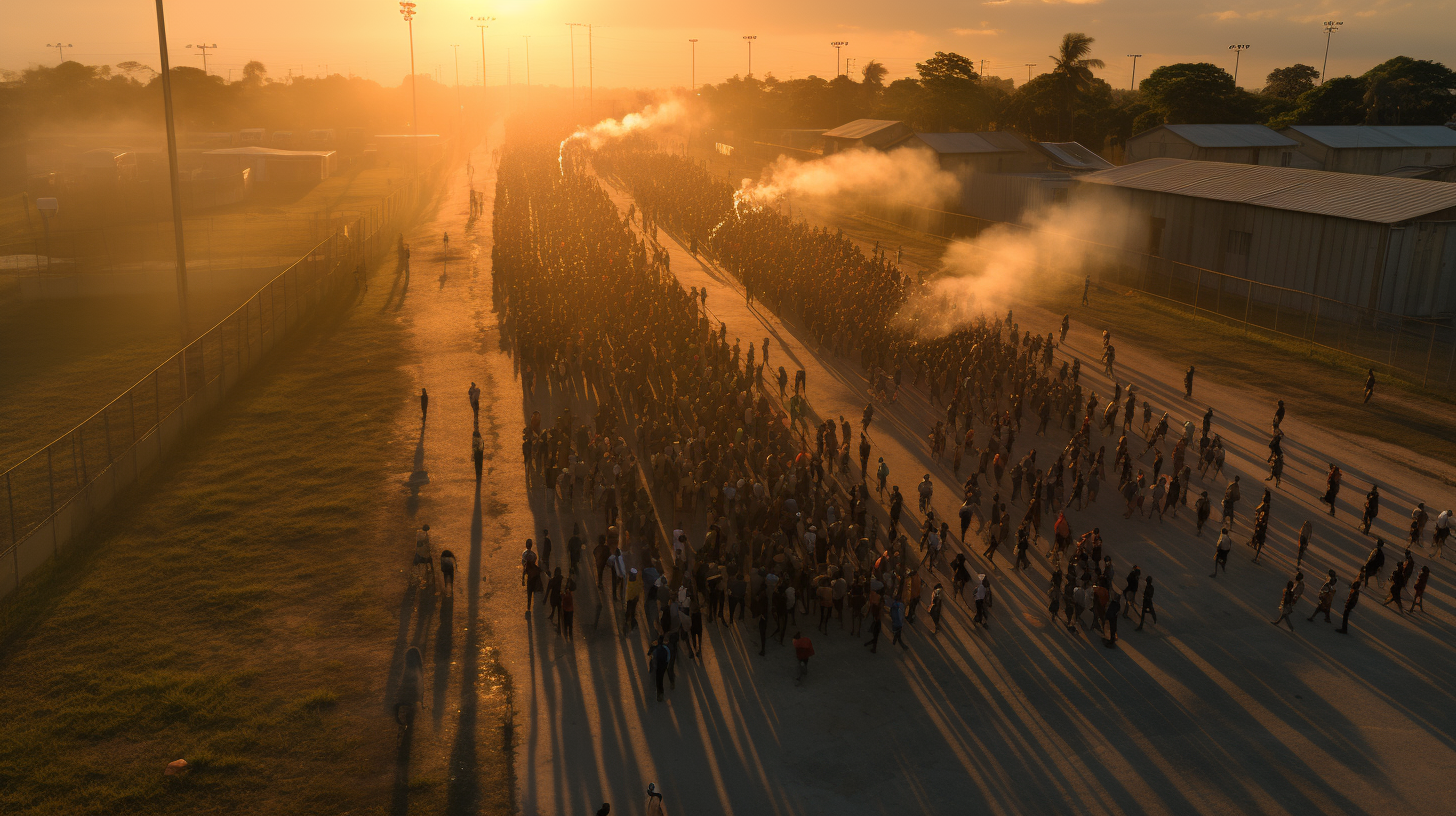 Aerial view of Brazilian inmates escaping