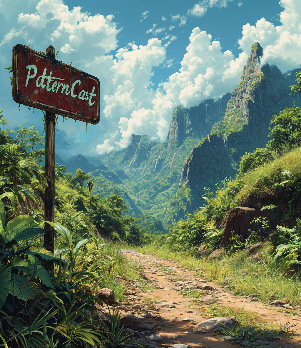 Brazilian landscape with  PatternCast  sign