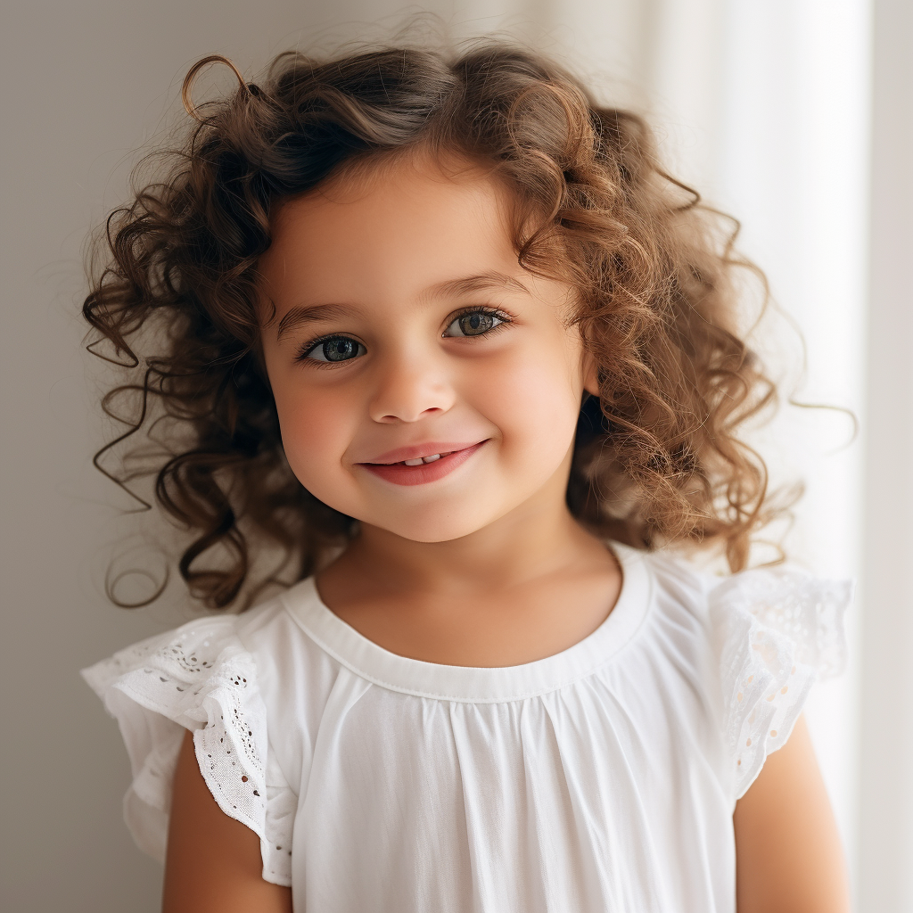 Smiling Brazilian Latin Tanned Girl in White Dress