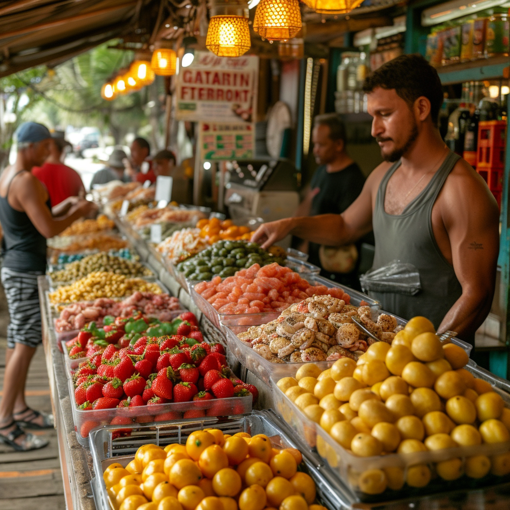 Brazilian street farmer market pastel stand