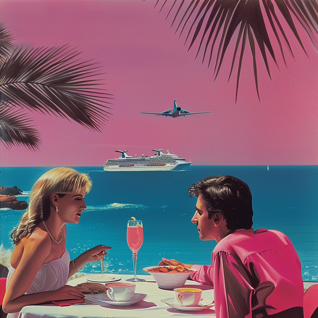 Couple brunching on beach