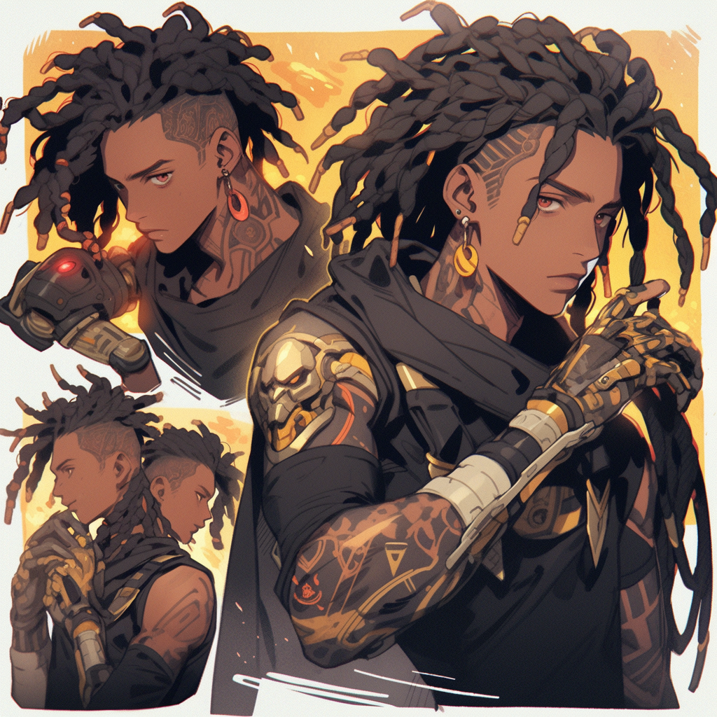 Brazilian male with dark dreadlocks and golden eyes