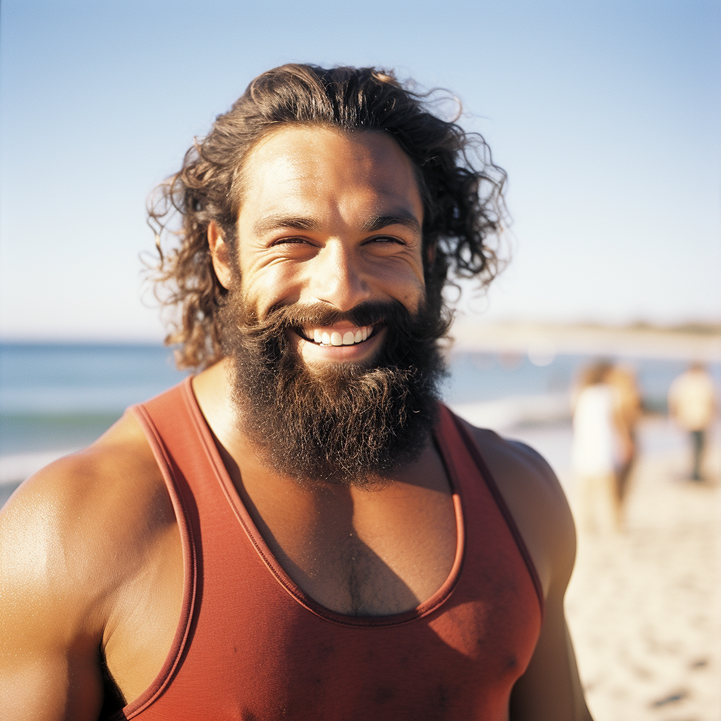 Attractive Brazilian bodybuilder at the beach