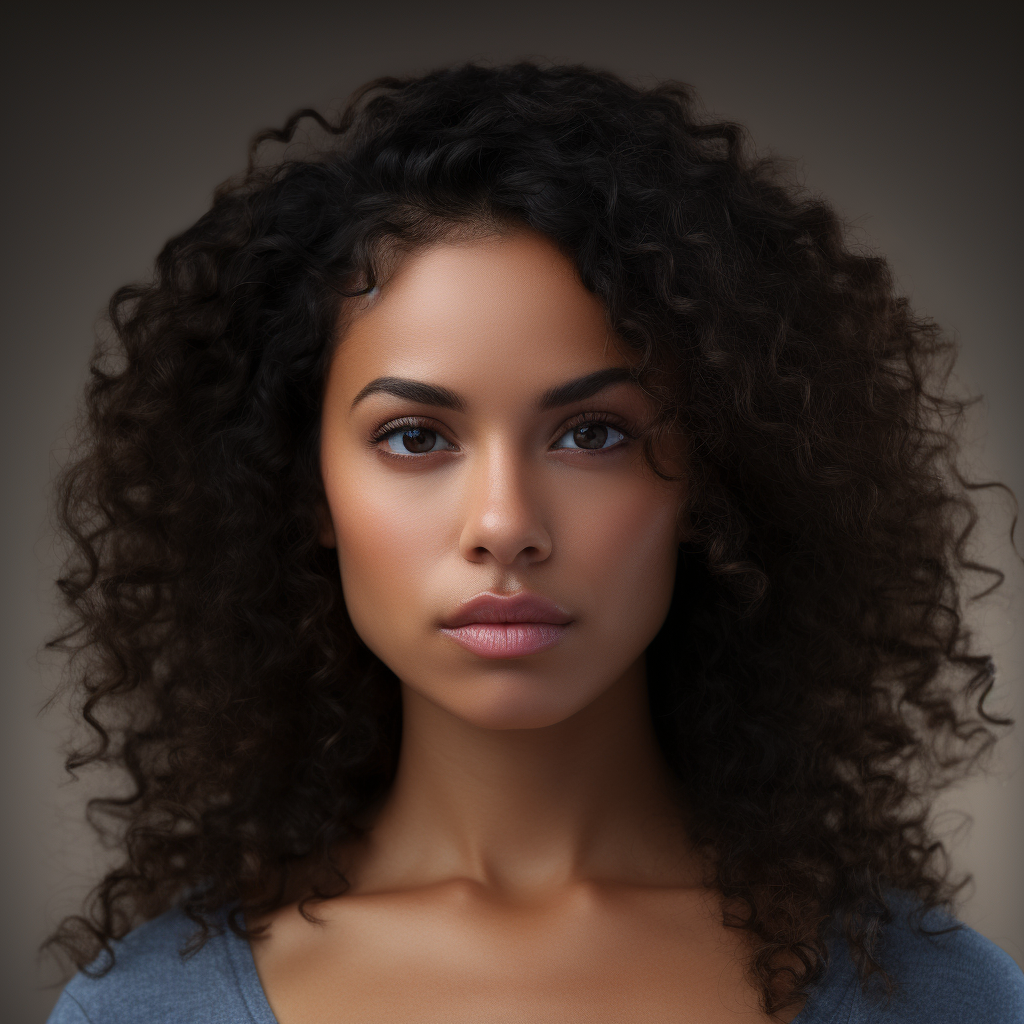 Pretty Brazilian woman with curly black hair