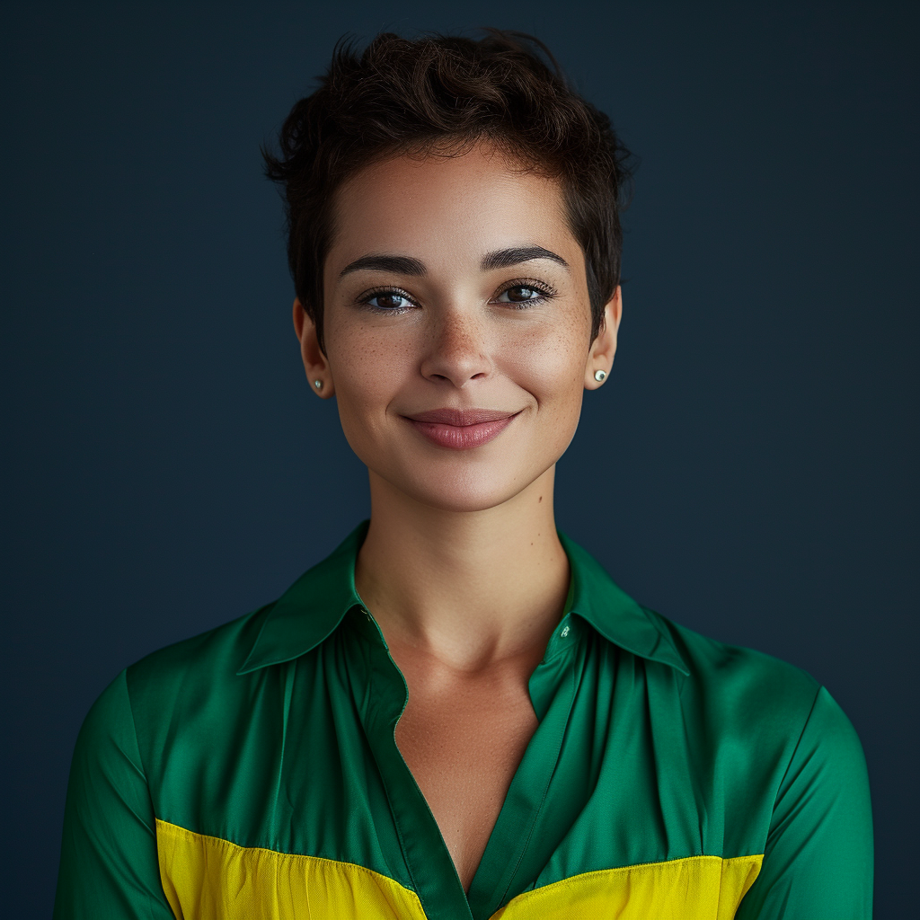 Brazilian woman with neutral happy expression