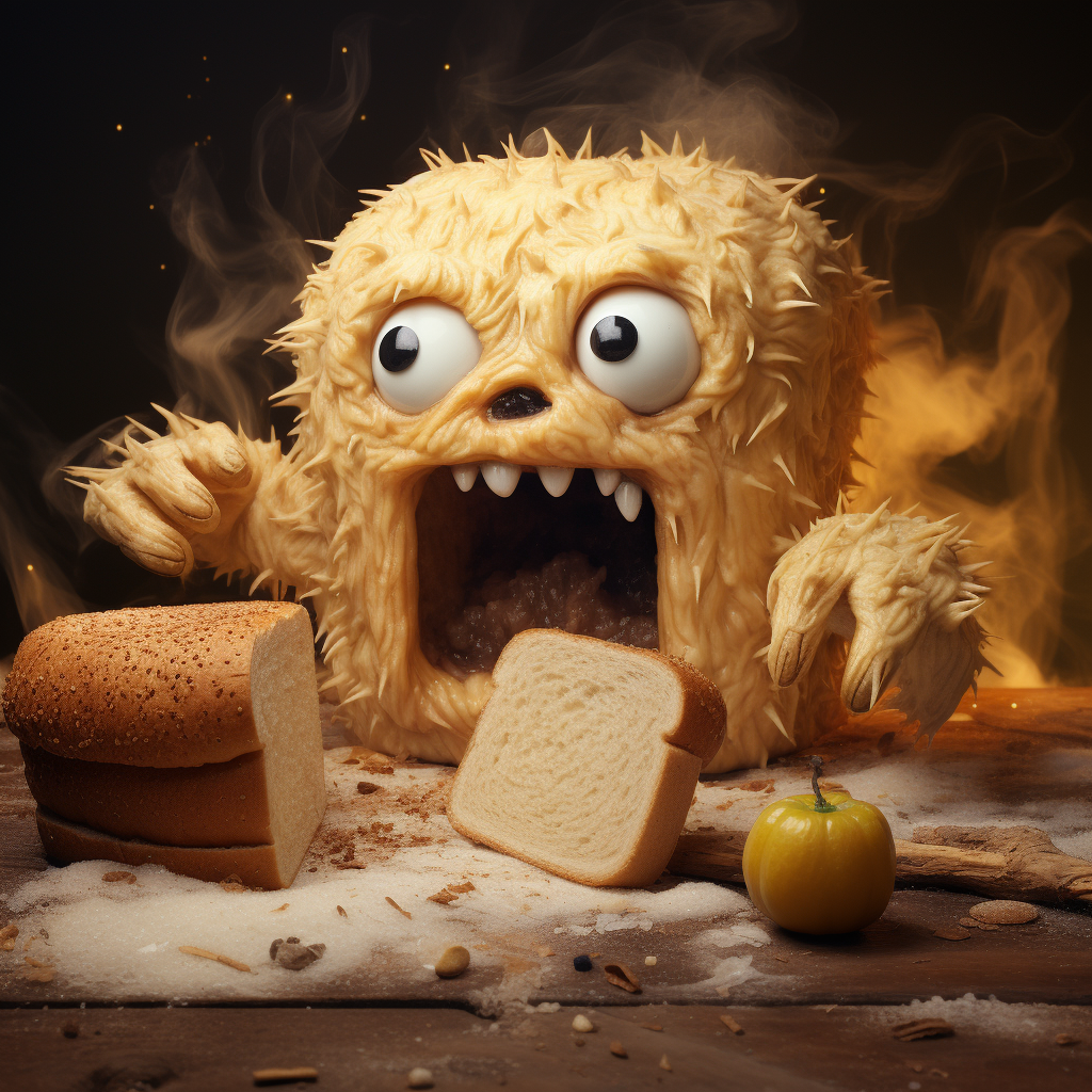 Funny bread monster creature