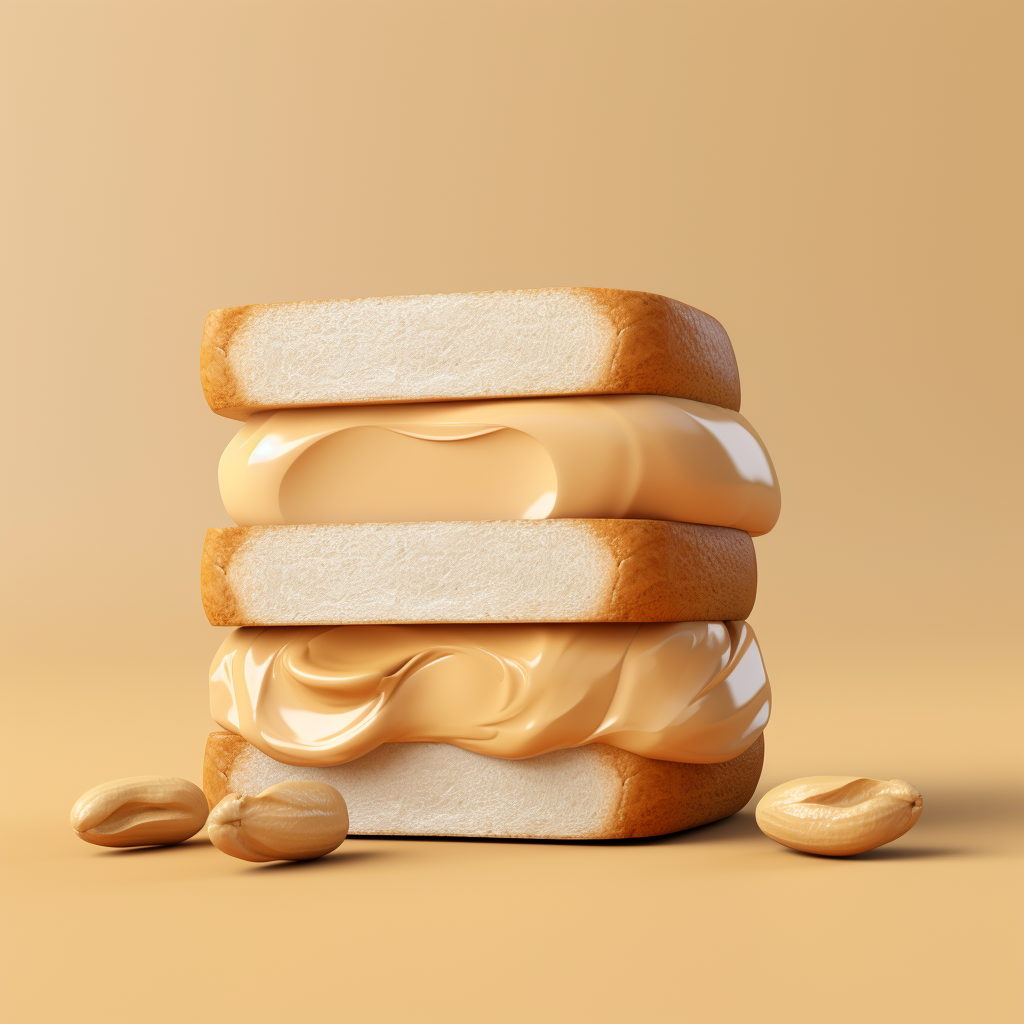 Minimal 3D Illustration of Bread and Peanut Butter