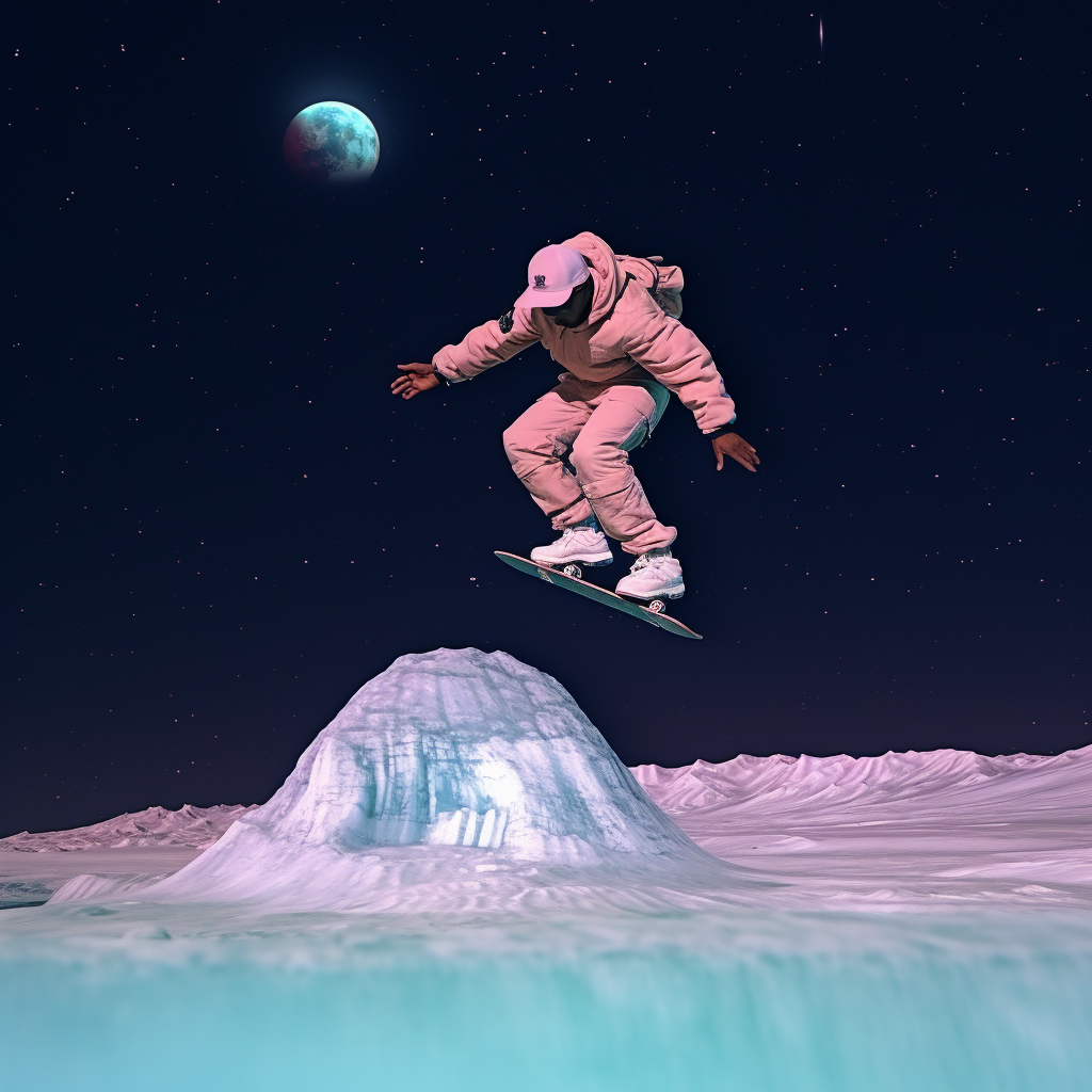 Breakdancer performing backflip on iceberg