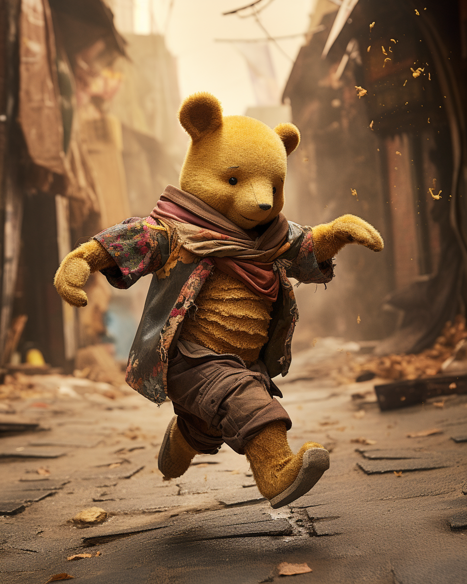 Breakdancing Winnie Pooh in Mexican Street Sandstorm