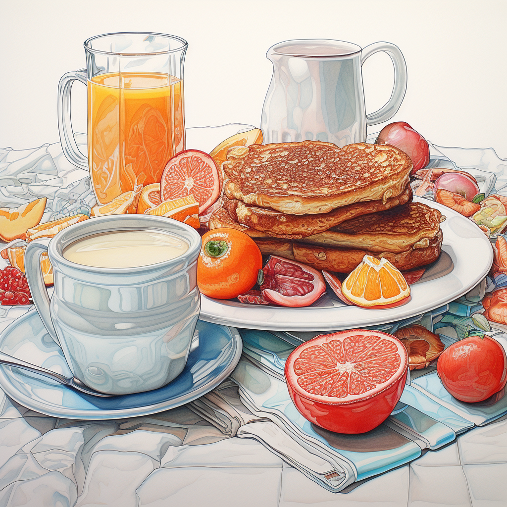 Bold breakfast drawing artwork