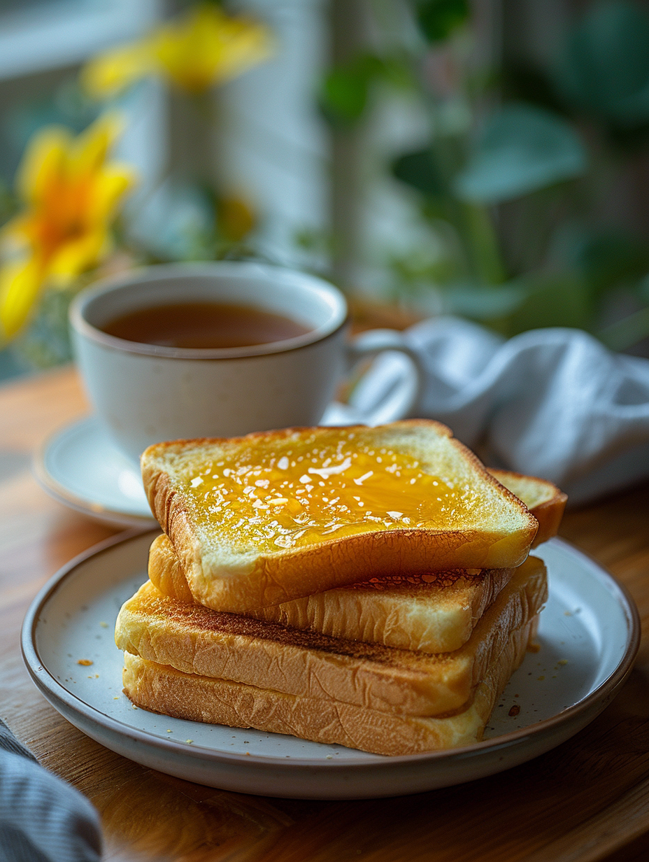 Toast Bread on Wooden Table