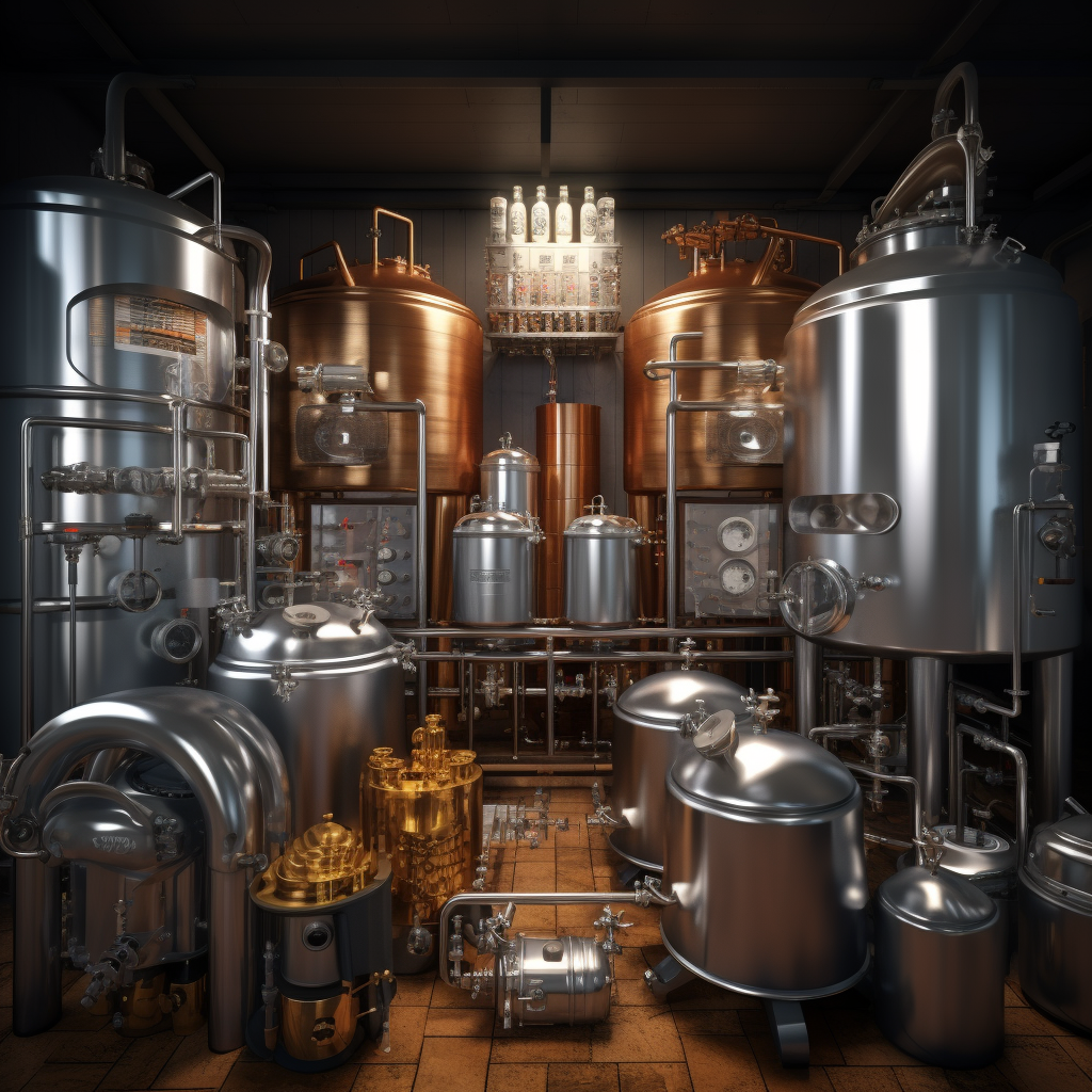 Realistic brewery machinery and accessories