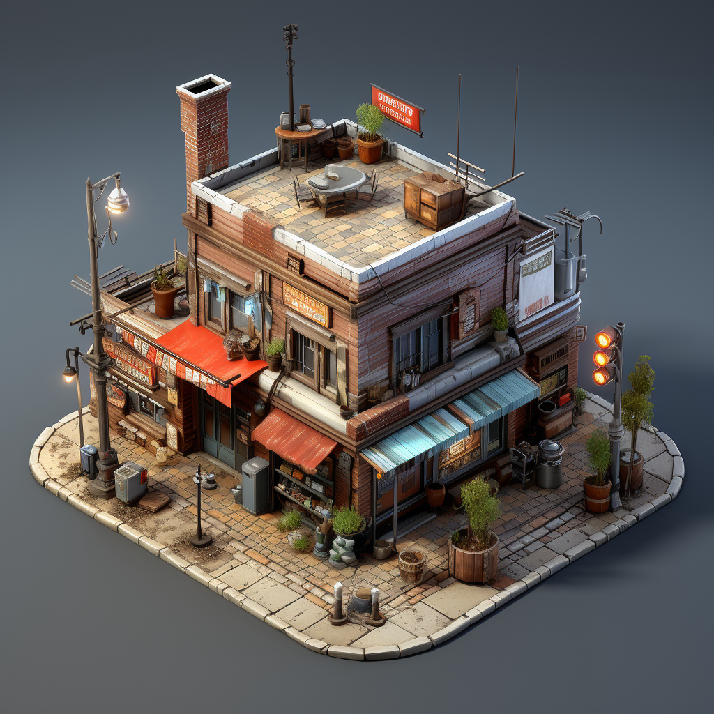 Isometric 2D Game Asset of Brick Community Center