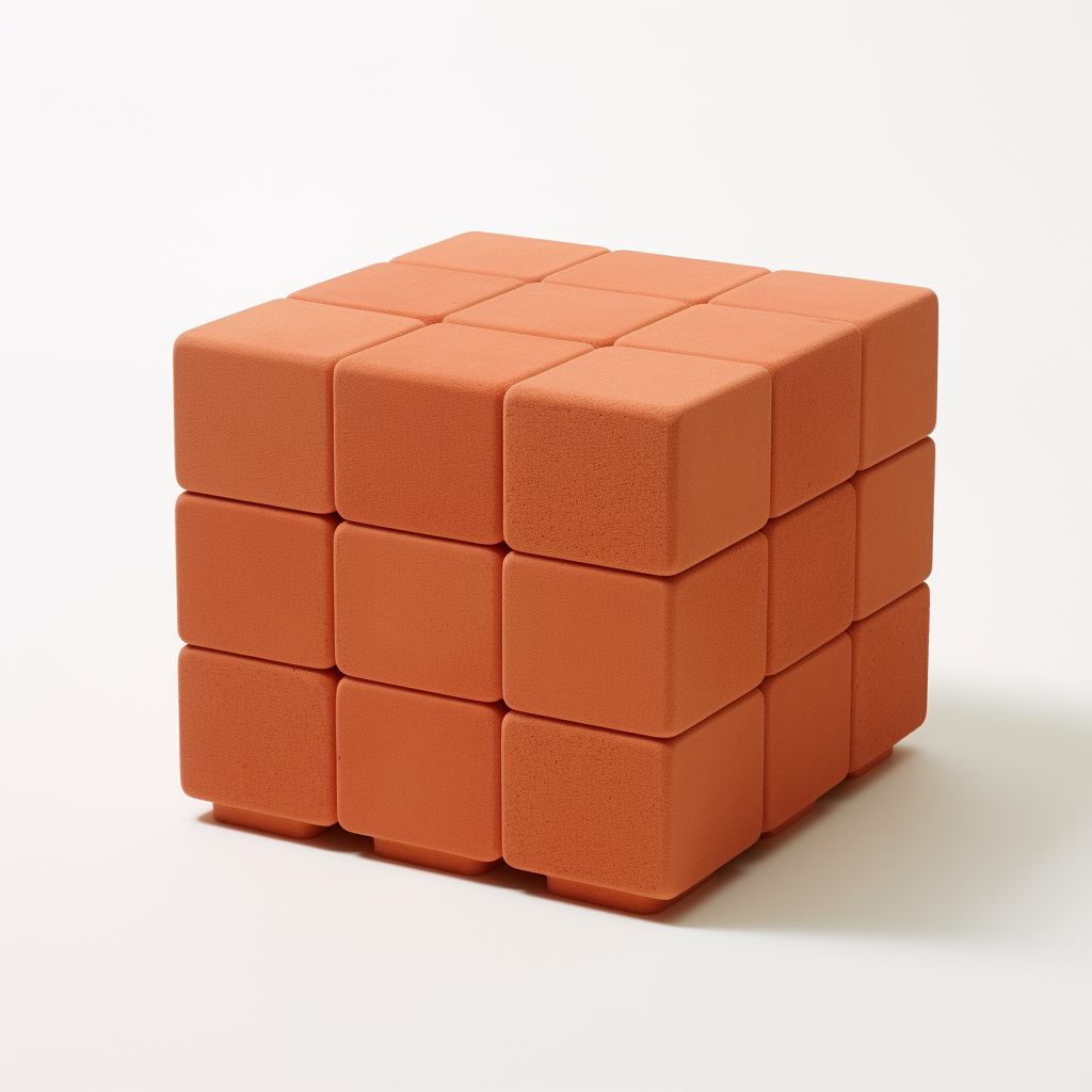 Brick cube on white background