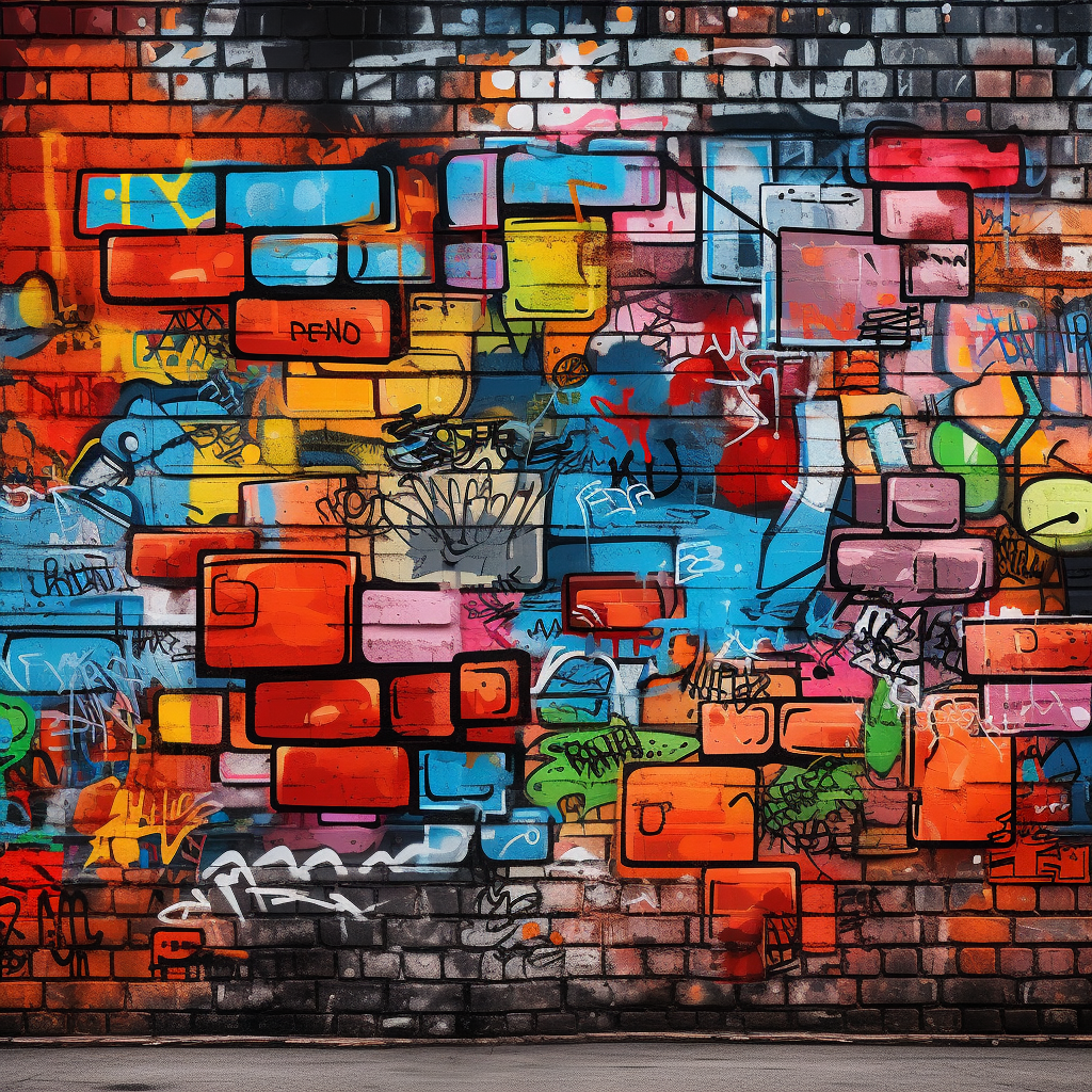 MidJourney Prompt - Brick Wall Graffiti Urban Background