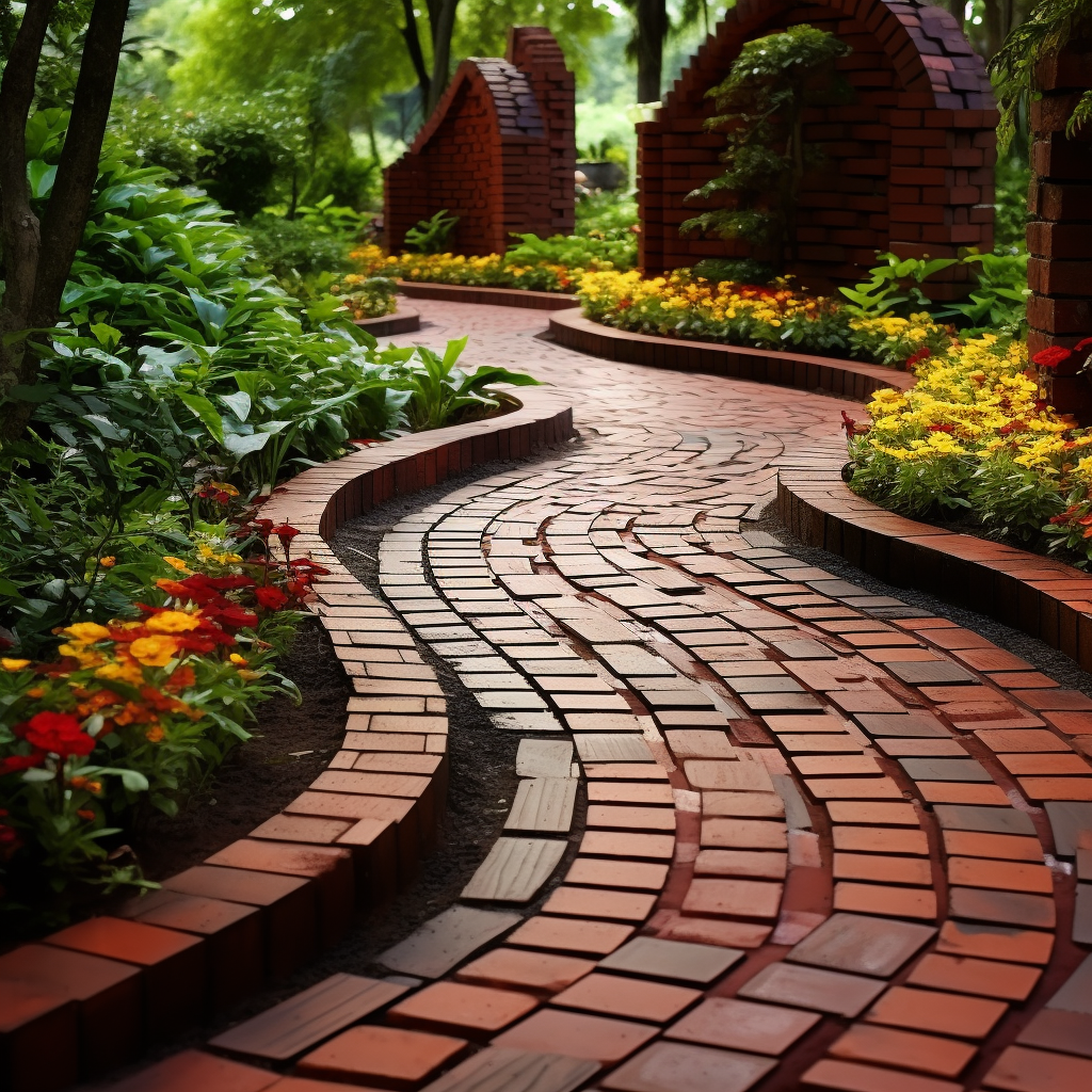 Beautiful decorative brick pathway design