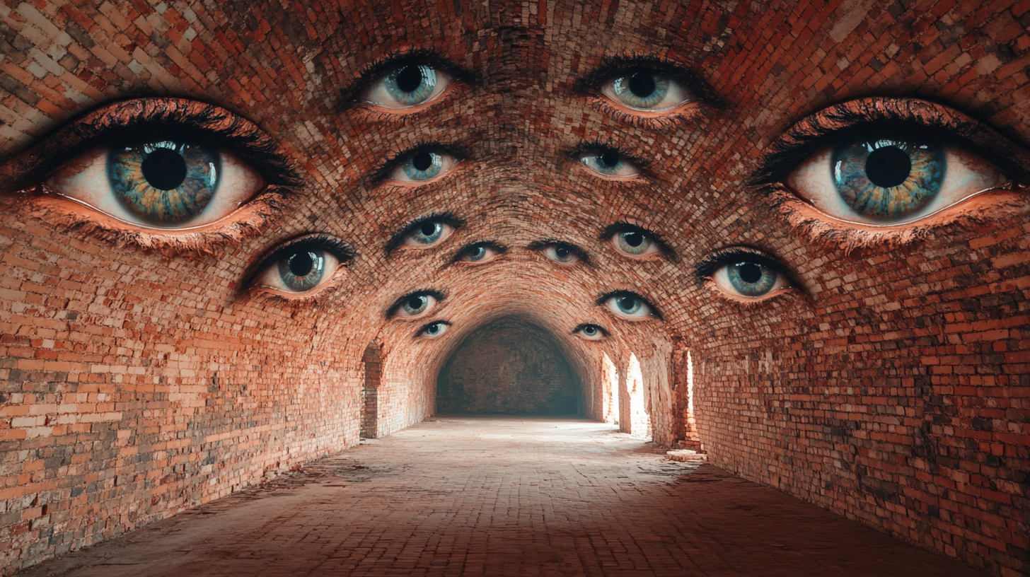 Kali eyes on brick structure