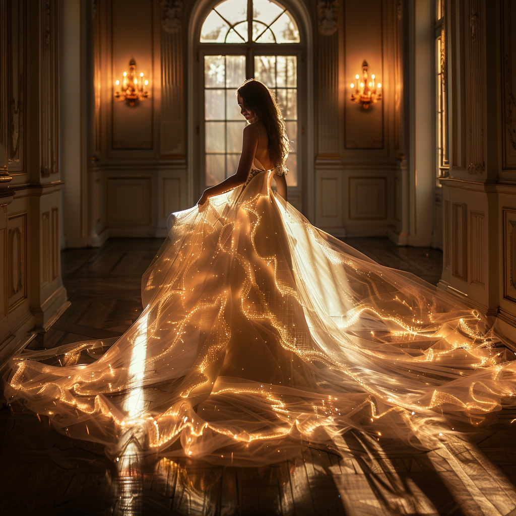 elegant bride glowing gown image