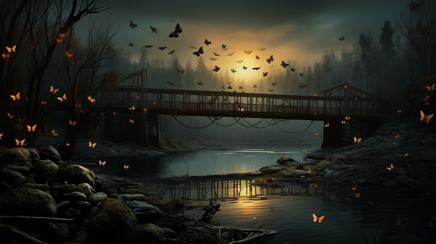 Bridge over serene river