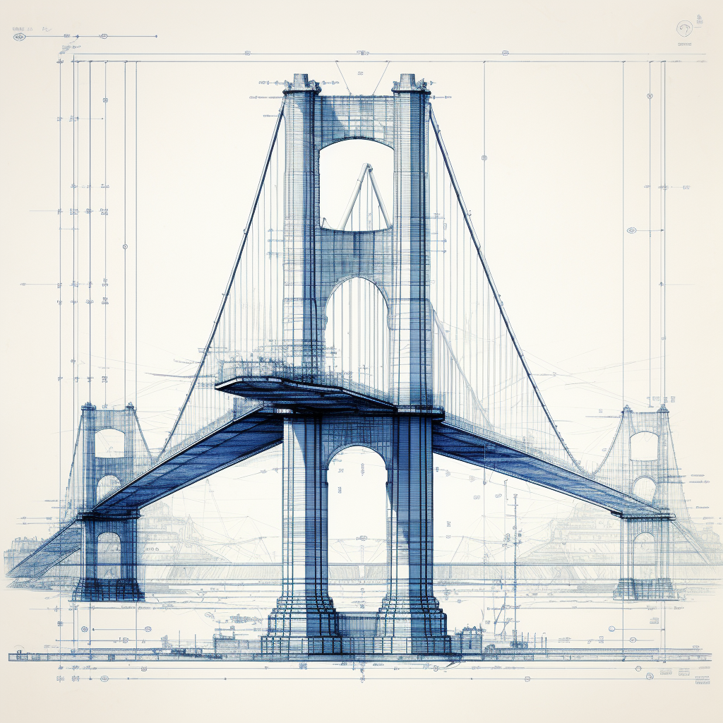 Bridge pillar blueprint with measurements