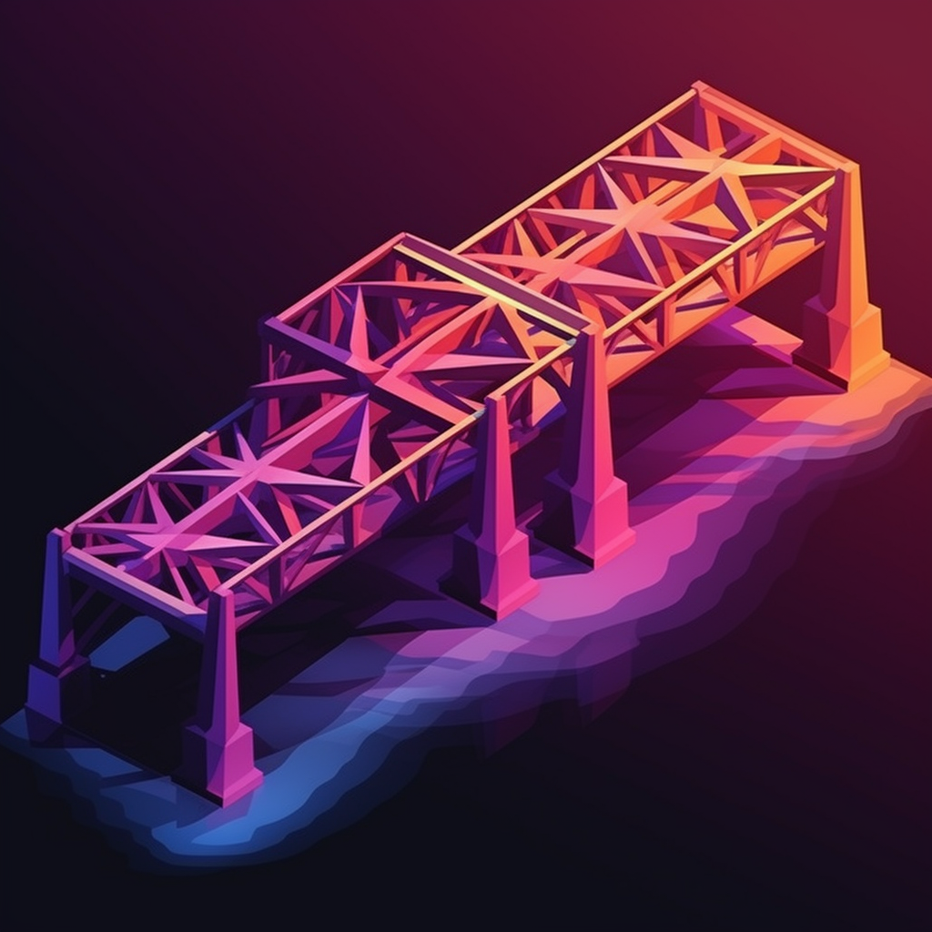 Isometric bridge with shadow and light