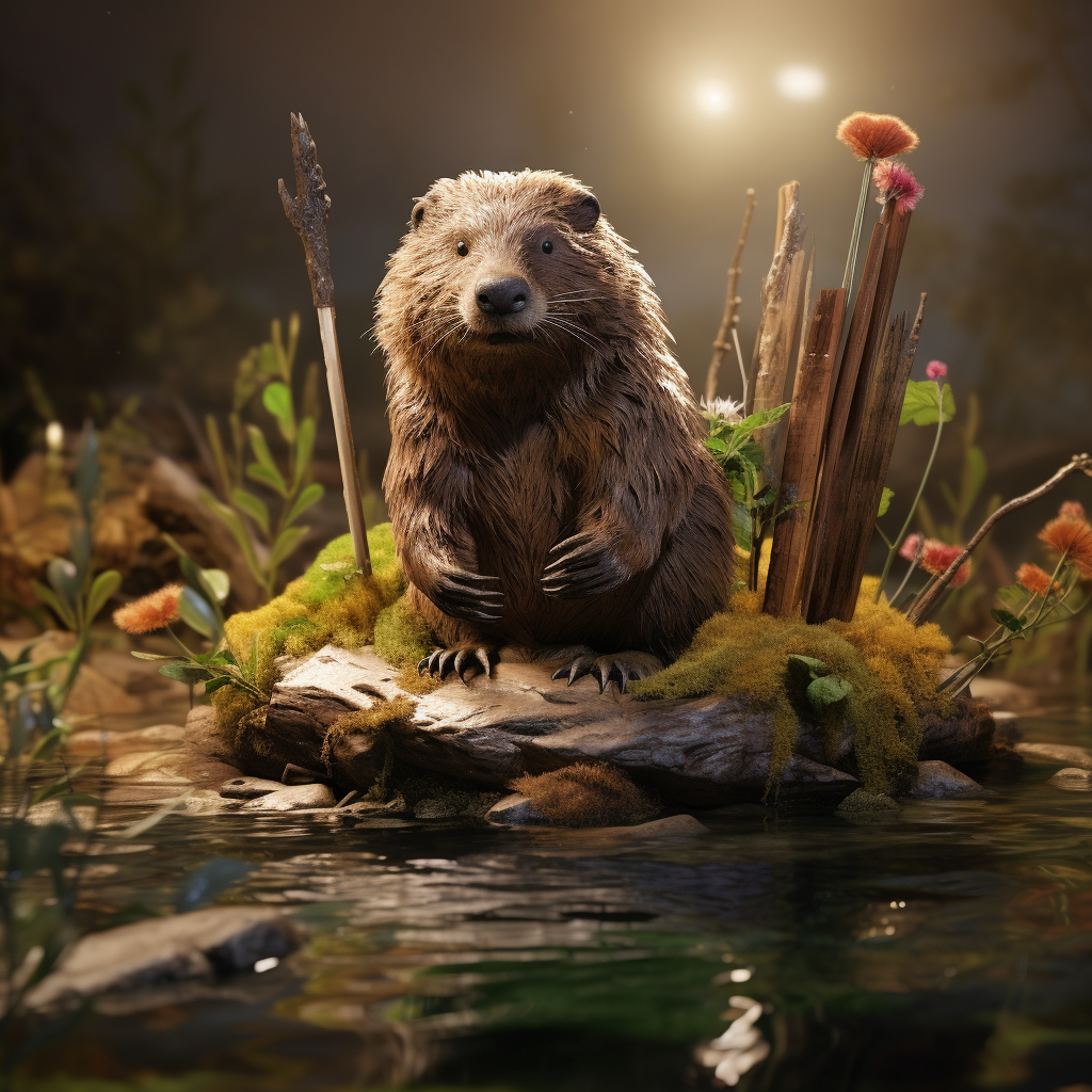 Realistic Beaver Building Dam