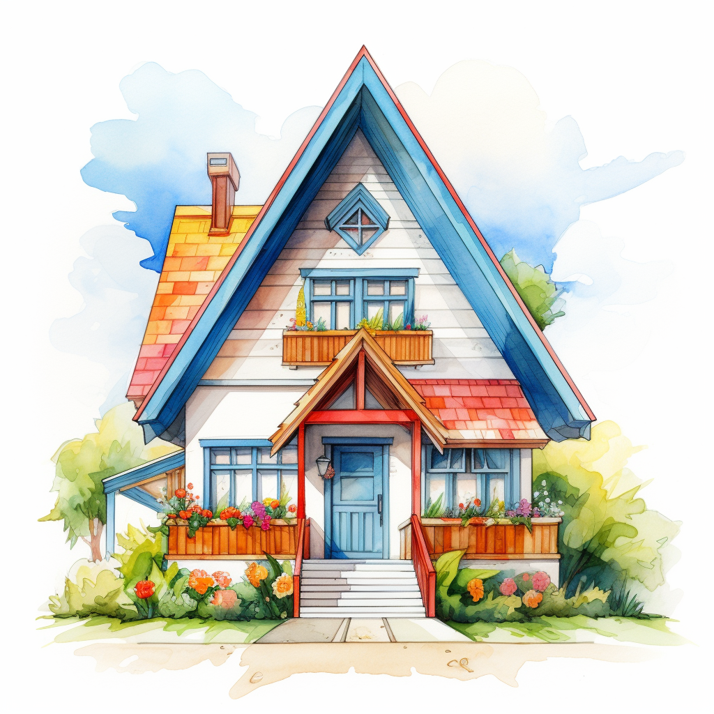 Realistic contemporary house illustration with bright colors