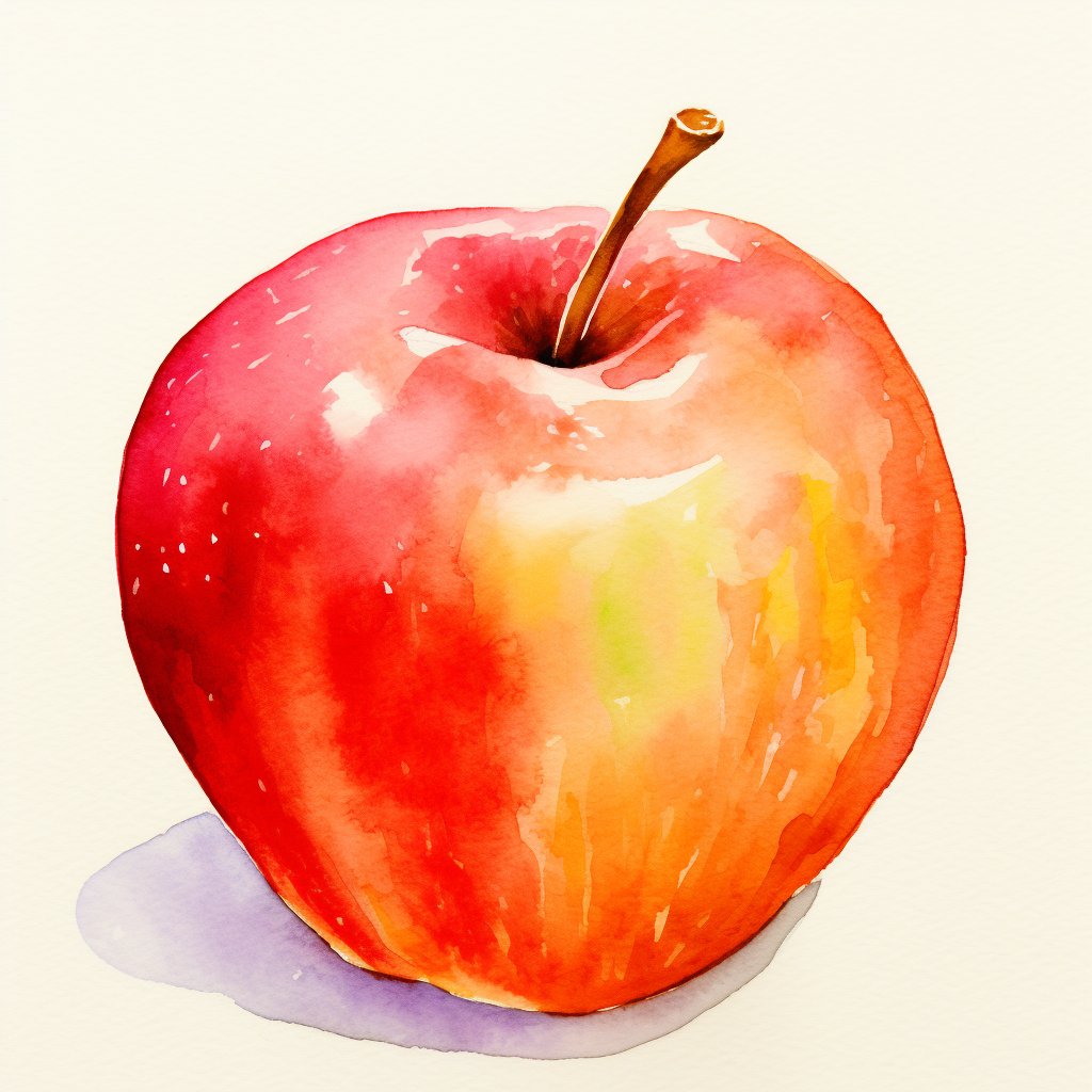 Bright apple watercolor painting for kids