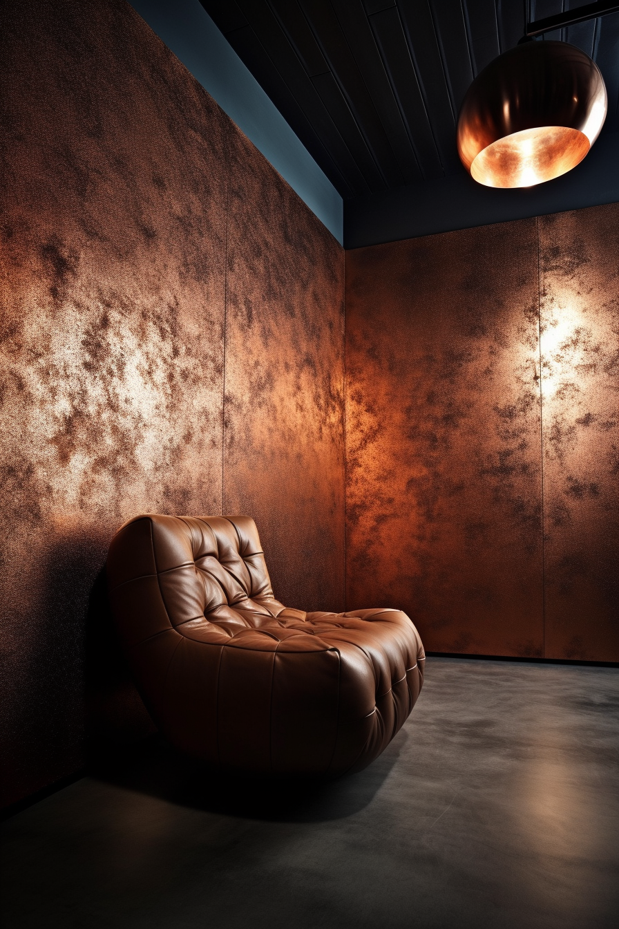 Stunning copper textured wall in a living room