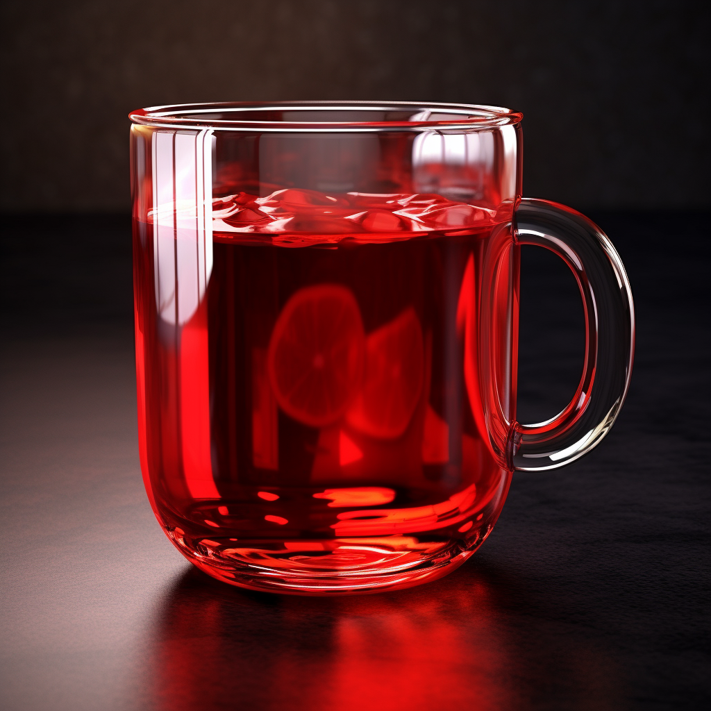 Clear glass mug with vibrant red drink