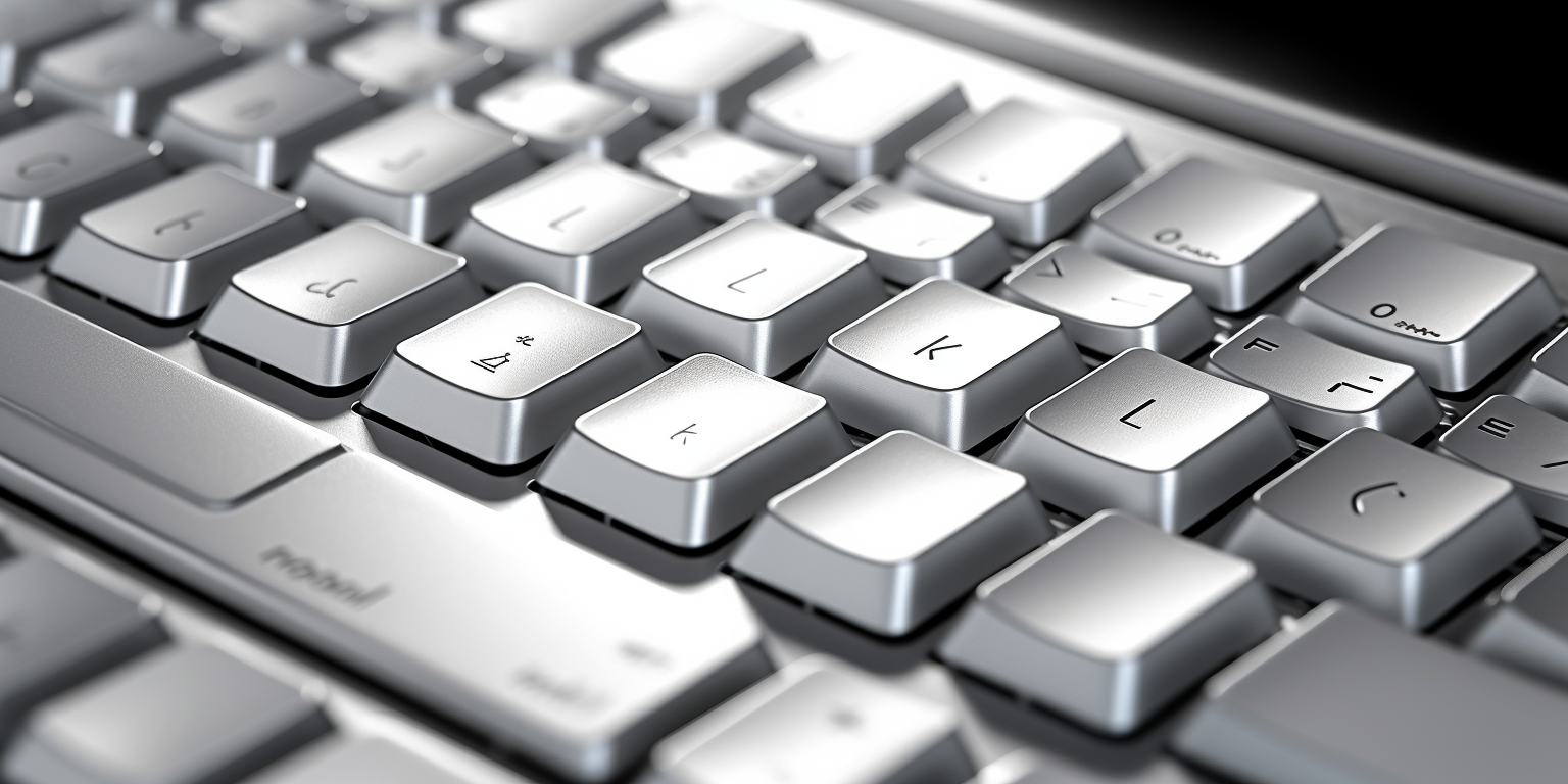 Bright silver keyboard in focus