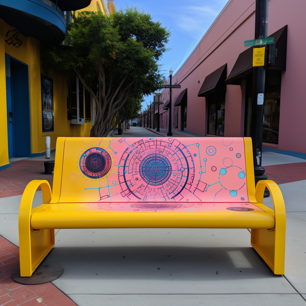 Colorful bench with biometric sensor